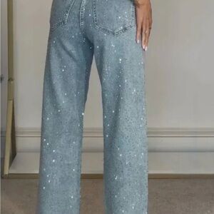 Rhinestone high waisted Blue Jeans with sparkles all over